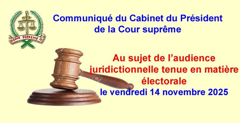 Cabinet du Président de la Cour suprême : des précisions sur l’audience électorale du 14 novembre