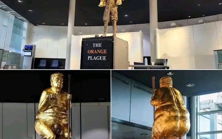 Art et satire politique/ « La Peste orange » : Trump en statue dorée à Strasbourg