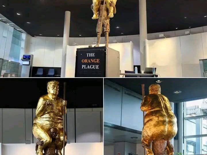 Art et satire politique/ « La Peste orange » : Trump en statue dorée à Strasbourg