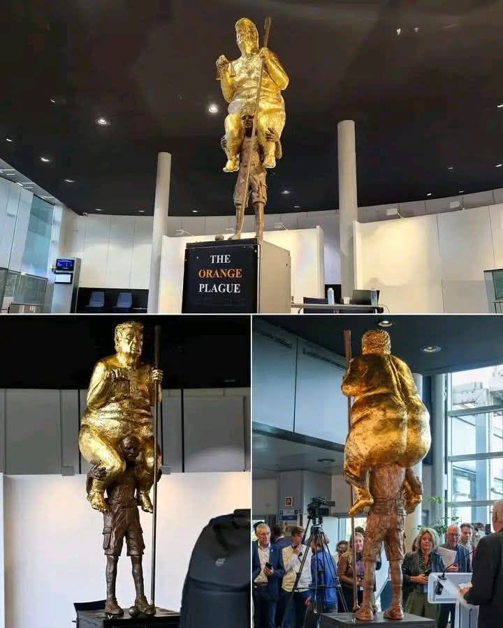 Art et satire politique/ « La Peste orange » : Trump en statue dorée à Strasbourg